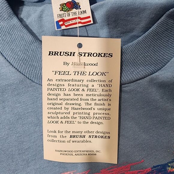 Fruit Of The Loom Brushstrokes By Hazelwood Single Stitch Tee Shirt Deadstock XL - Picture 5 of 9